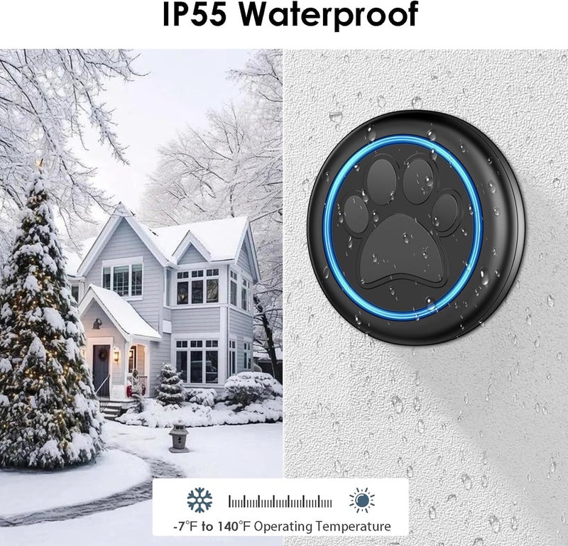 Full House Dog Doorbell for Potty Training, Wireless Pet Doggie Door Bell Training to Go Outside, Waterproof Touch Button, Over 1000 feet Range - Image 5
